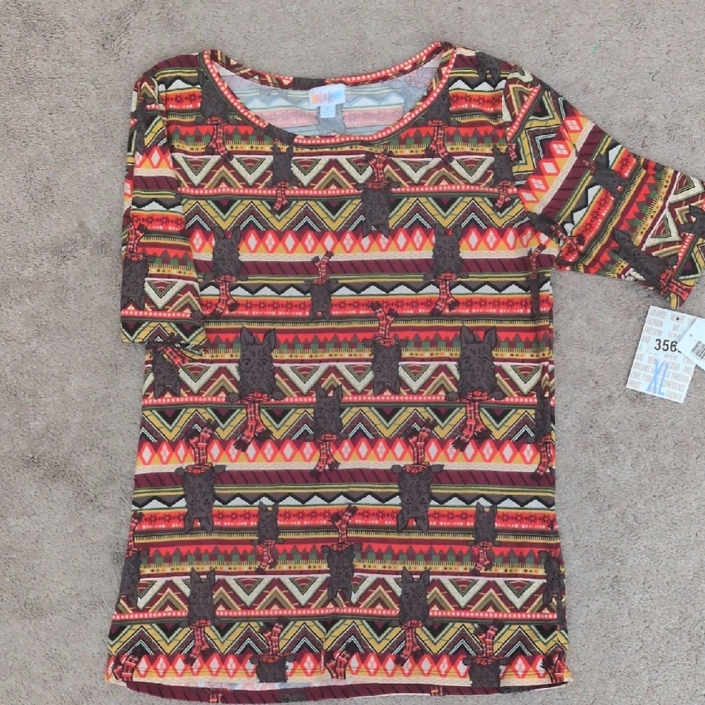 LuLaRoe Multicolor Geometric Print Top